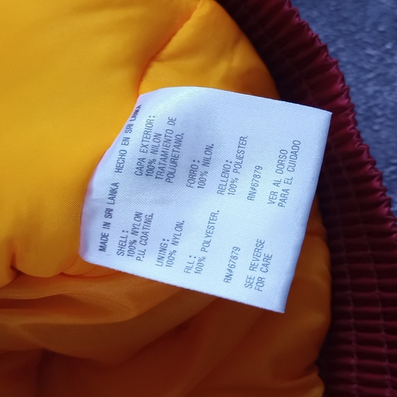Vintage American Starter NFL Woog 2 Winter Bomber Jacket Yellow/Maroon - Picture 9 of 10